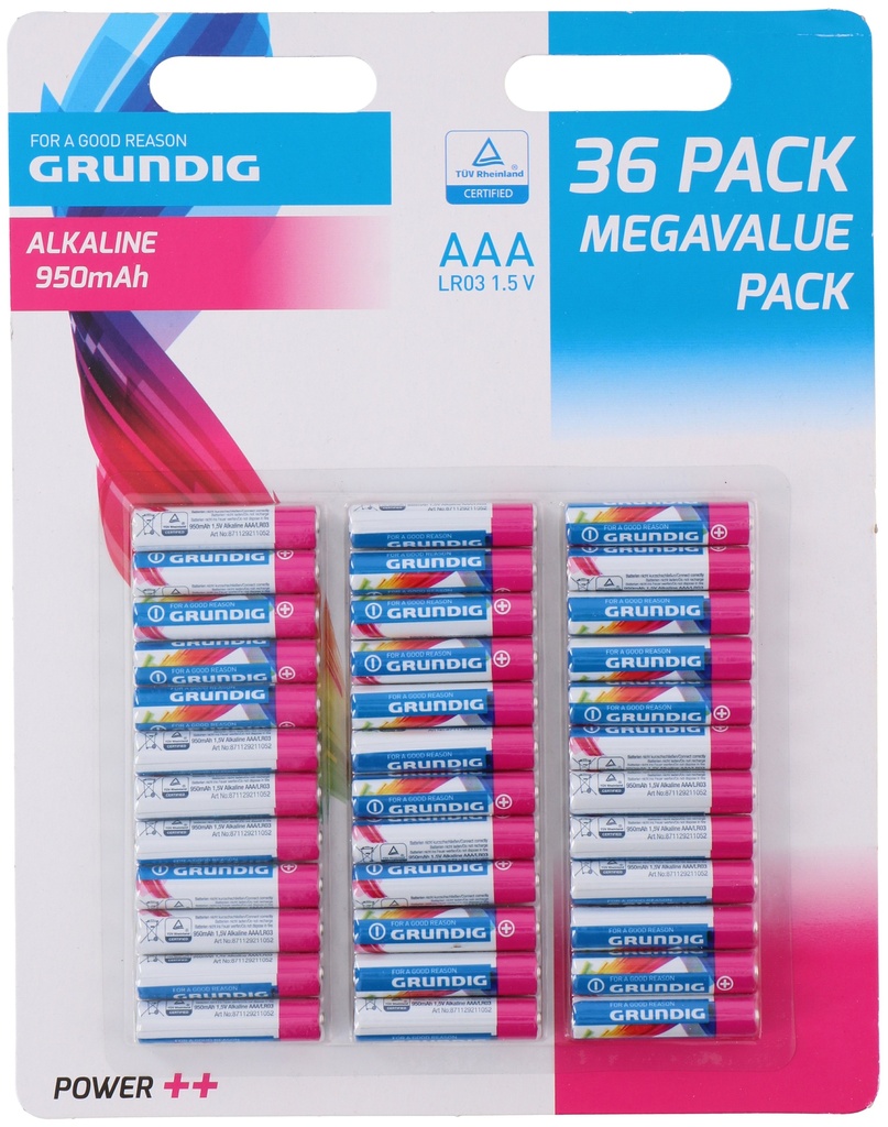 GRUNDIG Alkaline AAA LR03 Batteries 950mAh 1.5V