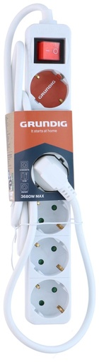 [871125256903] GRUNDIG 6 Way Power Socket with Switch 1.5m White