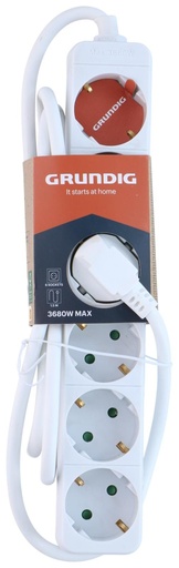 [871125256901] GRUNDIG 6 Way Power Socket 1.5m White